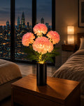 Crimson Rose – Black Gold Ribbed Vase