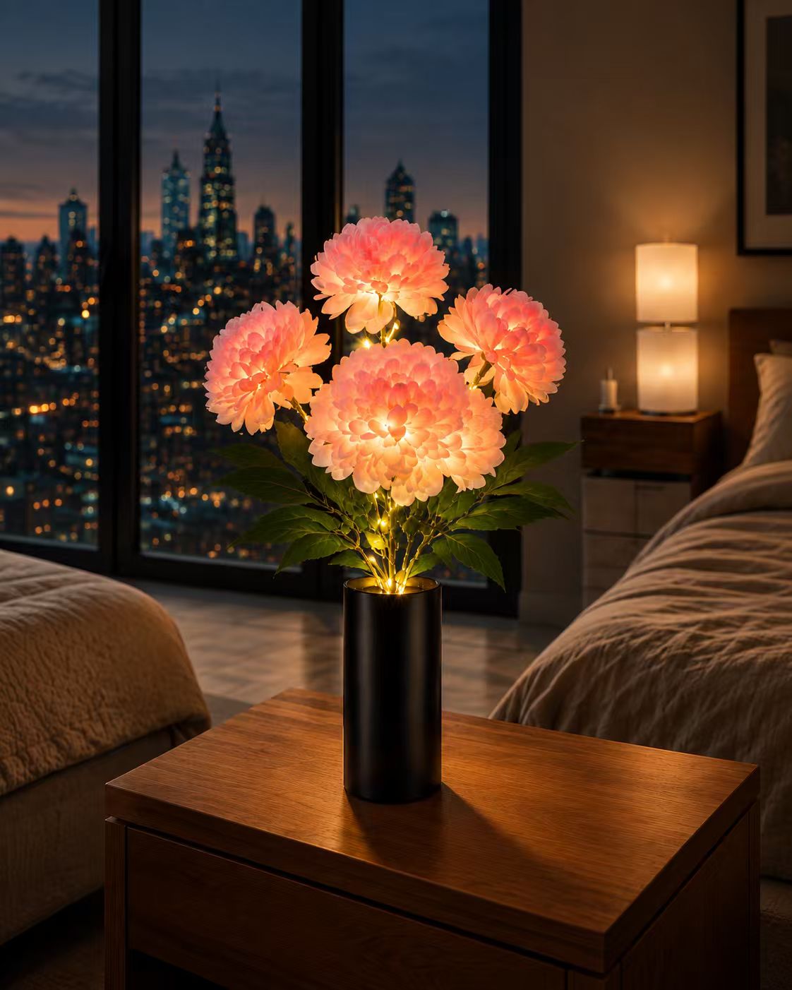 Crimson Rose – Black Gold Ribbed Vase