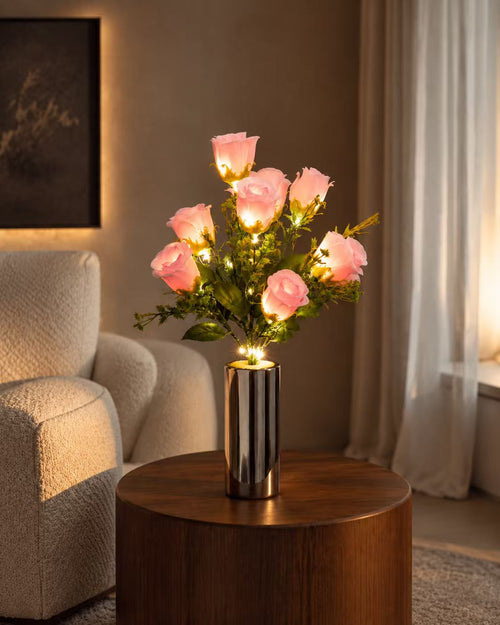 Blush Peony – Black Ribbed Vase